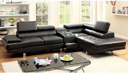 Furniture of America - Kemina Black Sectional Sofa - CM6833BK - GreatFurnitureDeal