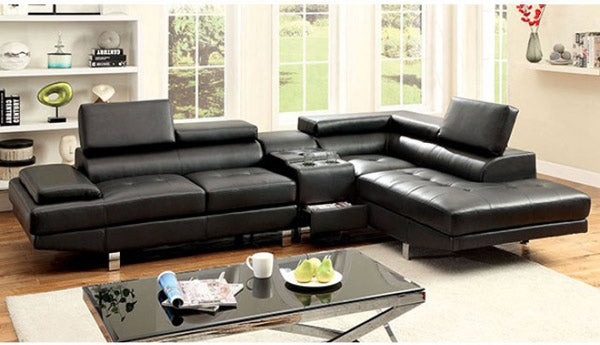 Furniture of America - Kemina Black Sectional Sofa - CM6833BK