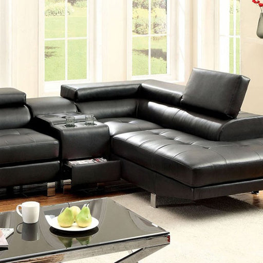 Furniture of America - Kemina Black Sectional Sofa - CM6833BK - GreatFurnitureDeal