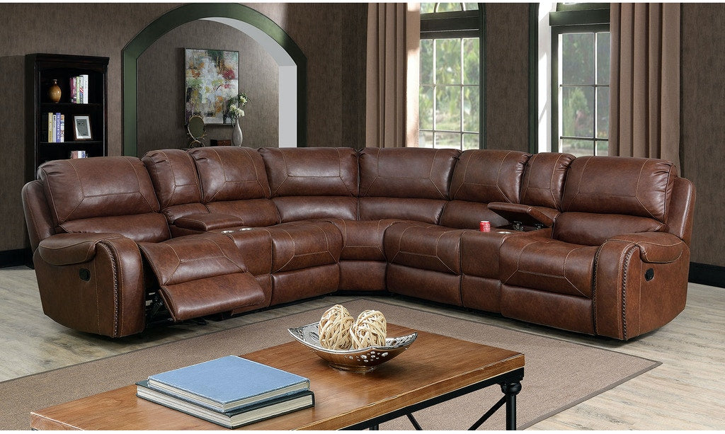 Furniture of America - Joanne Sectional in Brown - CM6951BR-SECT - GreatFurnitureDeal