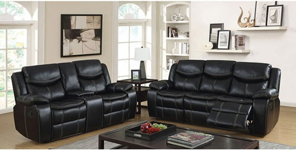 Furniture of America - Pollux Black 2 Piece Reclining Sofa Set - CM6981-SF-LV