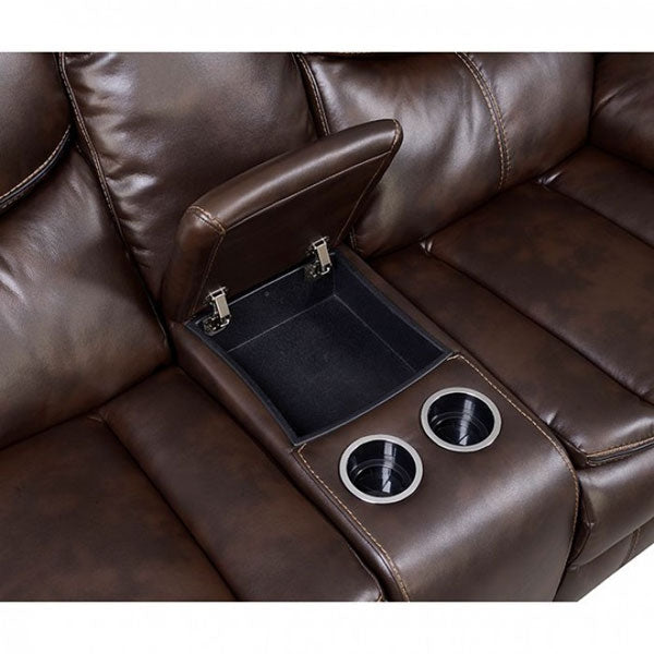 Pollux Brown 2 Piece Reclining Sofa Set - CM6981BR-SF-LV - Console