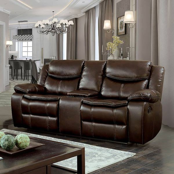 Pollux Brown 3 Piece Reclining Living Room Set - CM6981BR-SF-LV-CH - Reclining Loveseat
