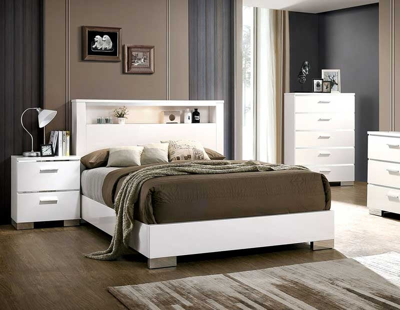 Furniture of America - Malte 3 Piece Eastern King Bedroom Set in White - CM7049WH-EK-3SET - Eastern King Bed