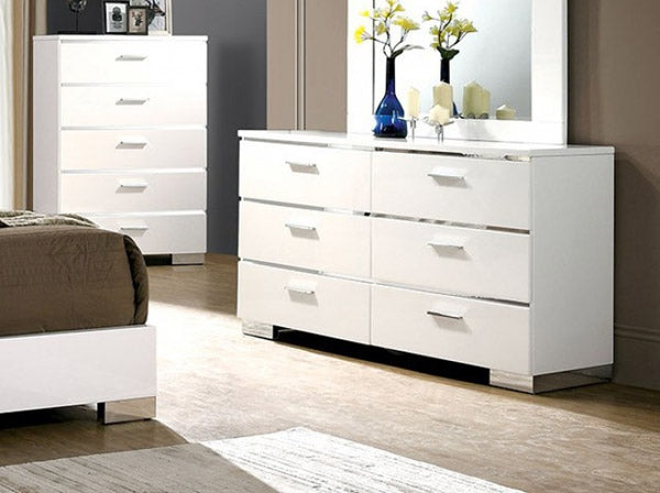 Furniture of America - Malte 5 Piece Queen Bedroom Set in White - CM7049WH-Q-5SET - Dresser