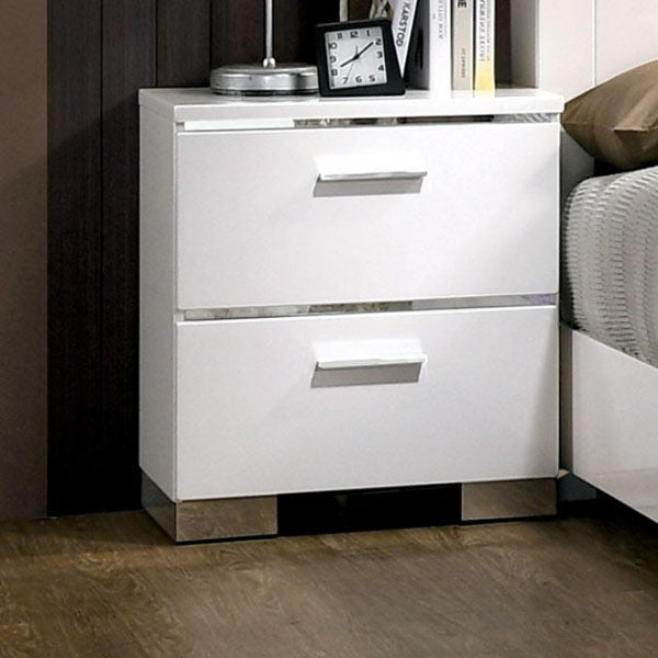 Furniture of America - Malte 5 Piece Eastern King Bedroom Set in White - CM7049WH-EK-5SET - Nightstand
