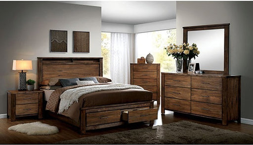 Furniture of America - Elkton 5 Piece Eastern King Storage Platform Bedroom Set in Oak - CM7072-EK-5SET