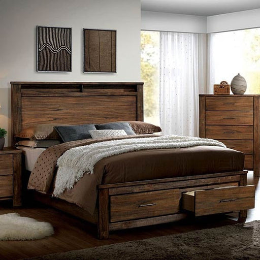 Furniture of America - Elkton 5 Piece Eastern King Storage Platform Bedroom Set in Oak - CM7072-EK-5SET