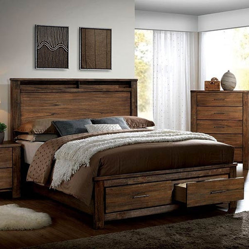 Furniture of America - Elkton 5 Piece California King Storage Platform Bedroom Set in Oak - CM7072-CK-5SET