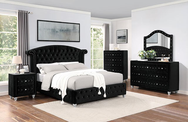 Furniture of America - Zohar 3 Piece Eastern King Bedroom Set in Black - CM7130BK-EK-3SET