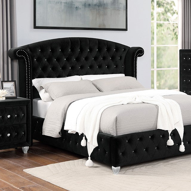 Furniture of America - Zohar Eastern King Bed in Black - CM7130BK-EK - GreatFurnitureDeal