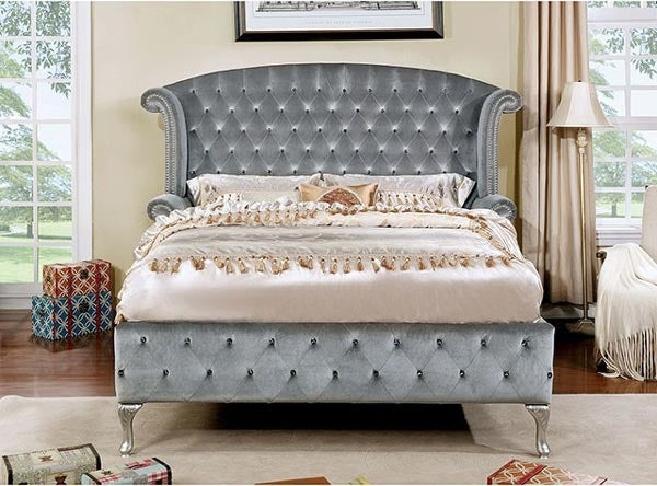 Furniture of America - Alzir 5 Piece California King Bedroom Set in Gray - CM7150-CK-5SET - California King Bed
