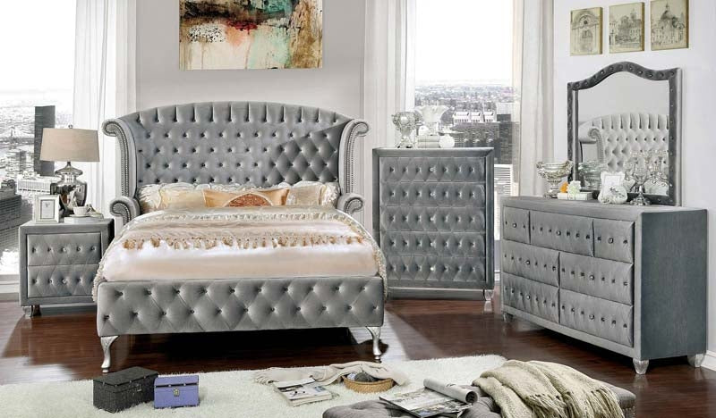 Furniture of America - Alzir Eastern King Bed in Gray - CM7150-EK - Bedroom Set