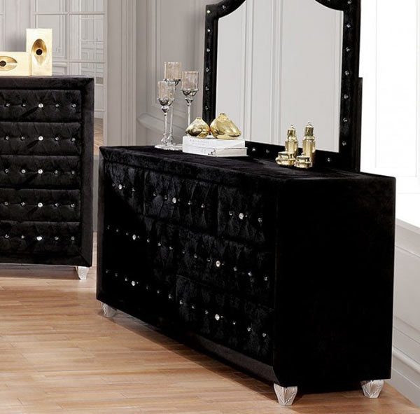 Furniture of America - Alzire 6 Piece Eastern King Bedroom Set in Black - CM7150BK-EK-6SET - GreatFurnitureDeal