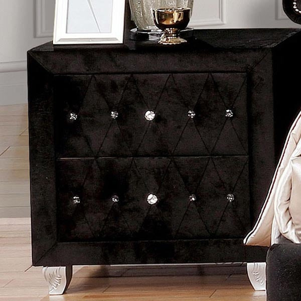 Furniture of America - Alzire 4 Piece Queen Bedroom Set in Black - CM7150BK-Q-4SET - Nightstand
