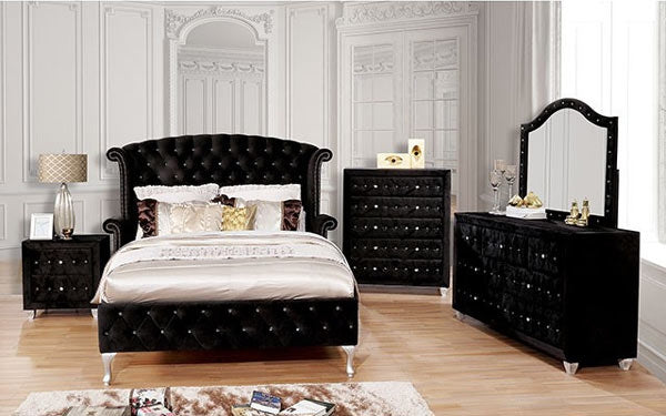 Furniture of America - Alzire Eastern King Bed in Black - CM7150BK-EK - Bedroom Set