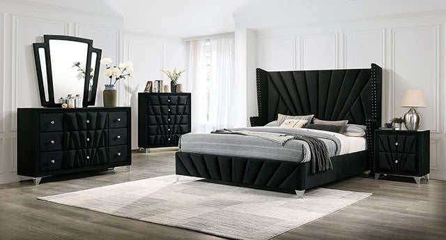 Furniture of America - Carissa 5 Piece Eastern King Bedroom Set in Black - CM7164BK-EK-5SET