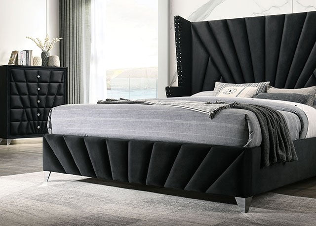Furniture of America - Carissa 3 Piece Queen Bedroom Set in Black - CM7164BK-Q-3SET