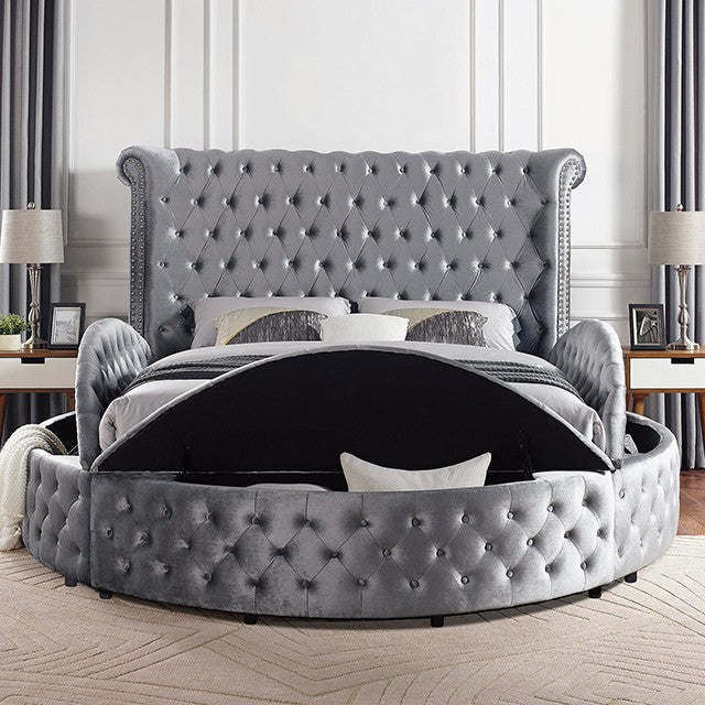Furniture of America - Sansom Eastern King Bed in Gray - CM7178GY-EK - GreatFurnitureDeal