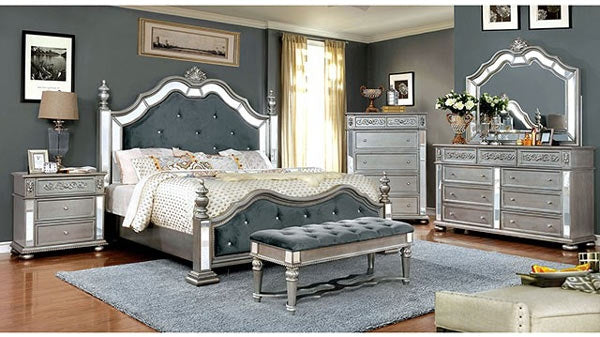 Furniture of America - Azha 6 Piece California King Bedroom Set in Silver - CM7194-CK-6SET
