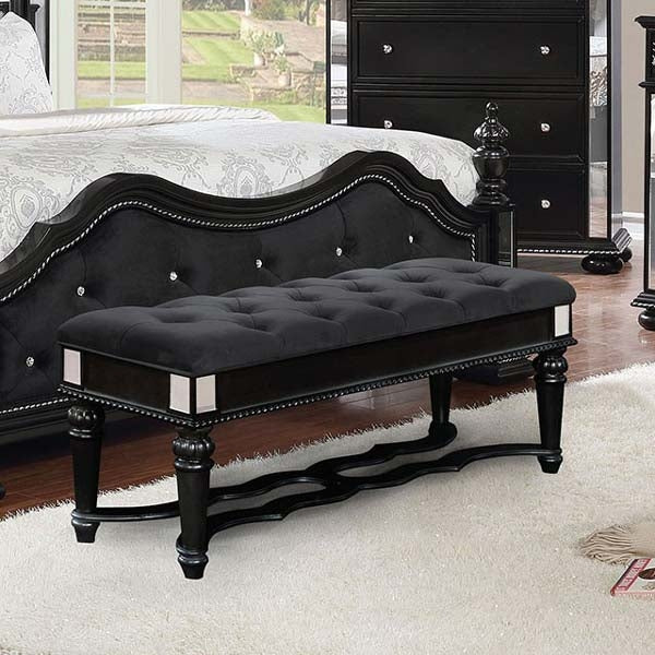 Furniture of America - Azha 7 Piece Queen Bedroom Set in Black - CM7194BK-Q-7SET - Bench