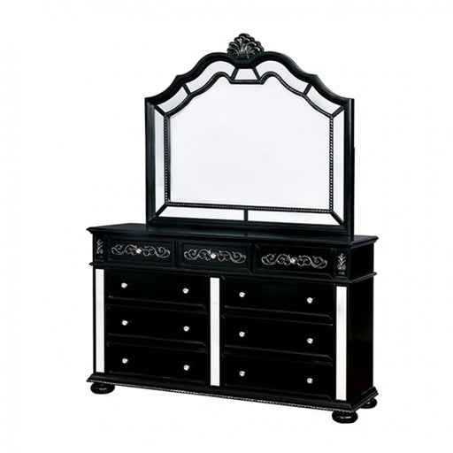 Furniture of America - Azha Dresser with Mirror in Black - CM7194BK-DM