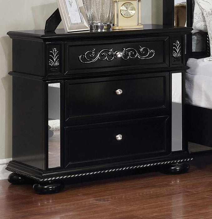 Furniture of America - Azha 3 Piece California King Bedroom Set in Black - CM7194BK-CK-3SET - Nightstand