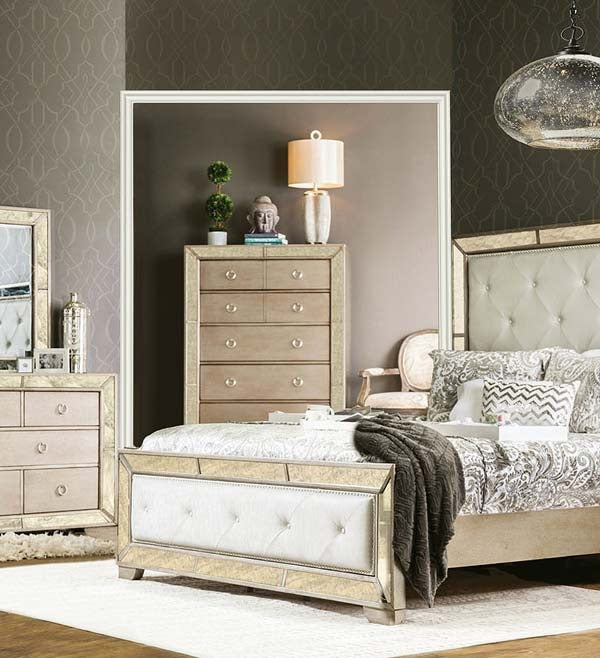 Furniture of America - Loraine 7 Piece California King Bedroom Set in Champagne - CM7195-CK-7SET - Chest