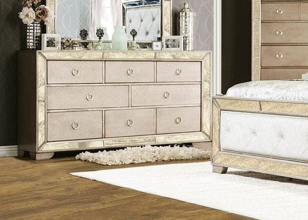 Furniture of America - Loraine 7 Piece California King Bedroom Set in Champagne - CM7195-CK-7SET - Dresser