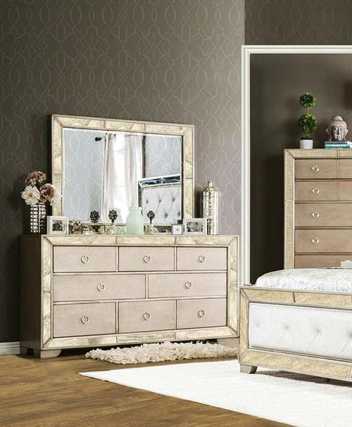 Furniture of America - Loraine Dresser with Mirror in Champagne - CM7195-DM - GreatFurnitureDeal
