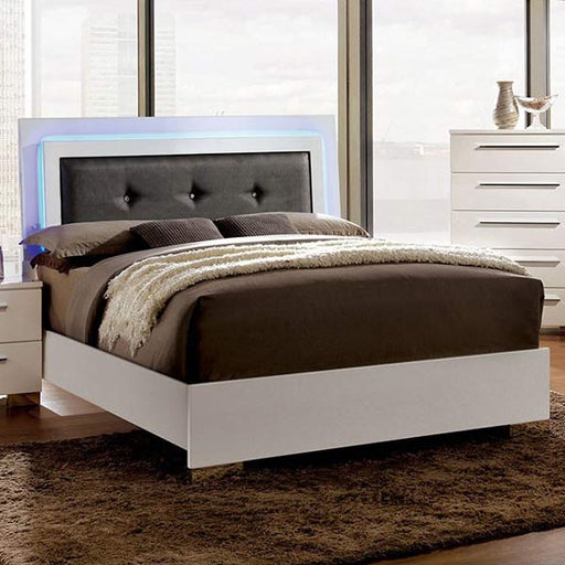 Furniture of America - Clementine 5 Piece Eastern King Platform Bedroom Set in Glossy White - CM7201-EK-5SET