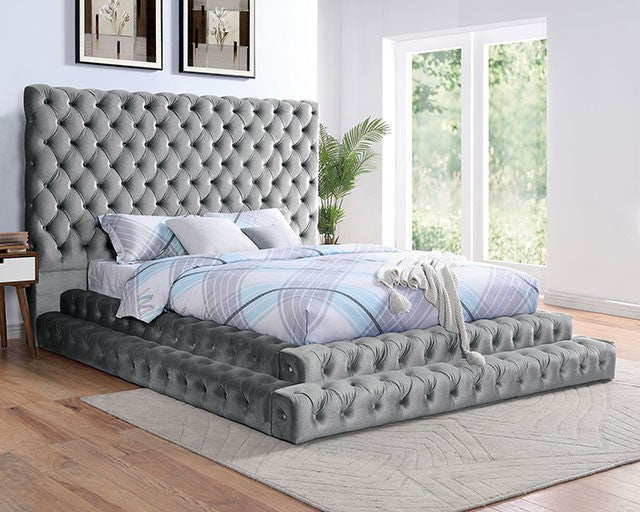 Furniture of America - Stefania Queen Bed in Gray - CM7227GY-Q - GreatFurnitureDeal