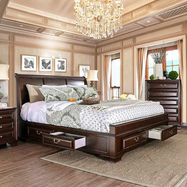 Furniture of America - Brandt 5 Piece Eastern King Bedroom Set in Brown Cherry - CM7302CH-EK-5SET