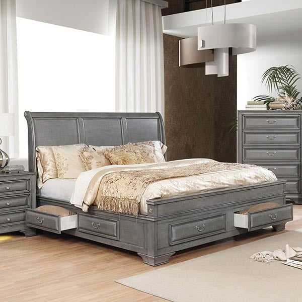 Furniture of America - Brandt 5 Piece California King Bedroom Set in Gray - CM7302GY-CK-5SET