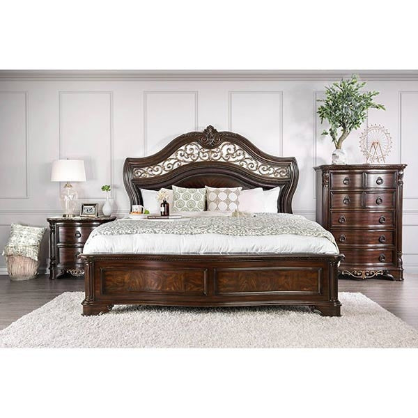 Furniture of America - Menodora 3 Piece Eastern King Bedroom Set in Brown Cherry - CM7311-EK-3SET