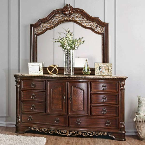 Furniture of America - Menodora 6 Piece Eastern King Bedroom Set in Brown Cherry - CM7311-EK-6SET - GreatFurnitureDeal