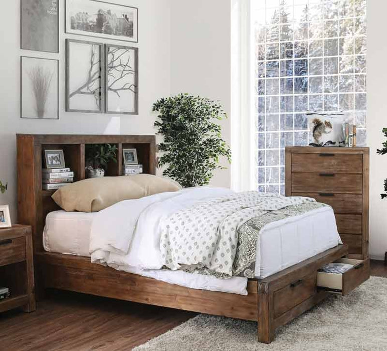 Furniture of America - Mcallen Storage California King Bed in Weathered Light Oak - CM7360BC-CK