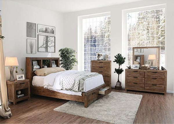 Furniture of America - Mcallen Storage California King Bed in Weathered Light Oak - CM7360BC-CK - GreatFurnitureDeal