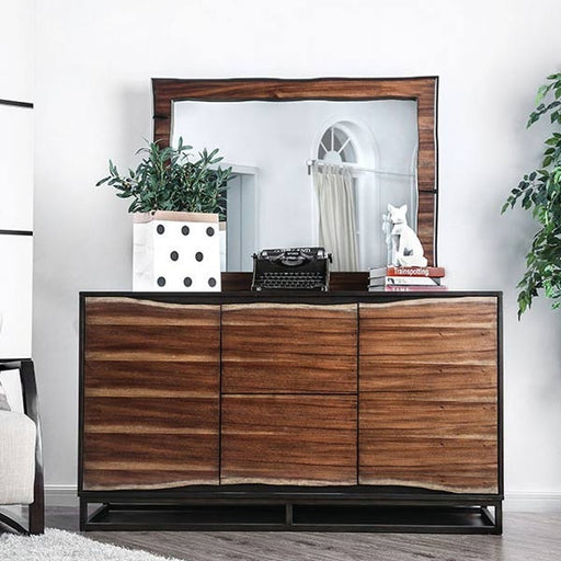 Furniture of America - Fulton Dresser with Mirror in Dark Walnut - CM7363-DM - GreatFurnitureDeal