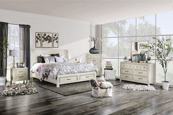 Furniture of America - Tywyn 3 Piece Storage Eastern King Bedroom Set in Antique White - CM7365WH-EK-3SET - GreatFurnitureDeal