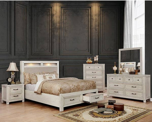 Furniture of America - Tywyn 5 Piece Storage Queen Bedroom Set in Antique White - CM7365WH-Q-5SET