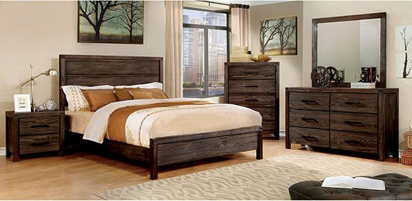Furniture of America - Rexburg 6 Piece Twin Bedroom Set in Wire-Brushed Rustic Brown - CM7382-T-6SET