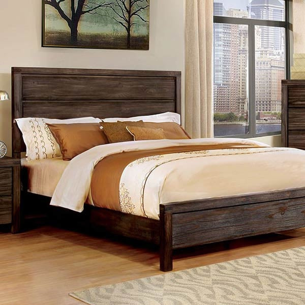 Furniture of America - Rexburg 5 Piece Eastern King Bedroom Set in Wire-Brushed Rustic Brown - CM7382-EK-5SET