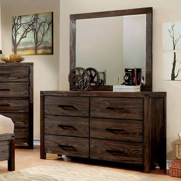 Furniture of America - Rexburg 5 Piece Twin Bedroom Set in Wire-Brushed Rustic Brown - CM7382-T-5SET - GreatFurnitureDeal