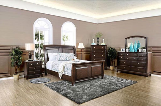 Furniture of America - Litchville 5 Piece Queen Sleigh Bedroom Set in Brown Cherry - CM7383-Q-5SET - GreatFurnitureDeal