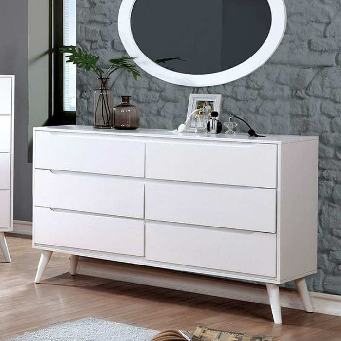 Lennart II 6 Piece Twin Bedroom Set in White - CM7386WH-T-6SET - Dresser