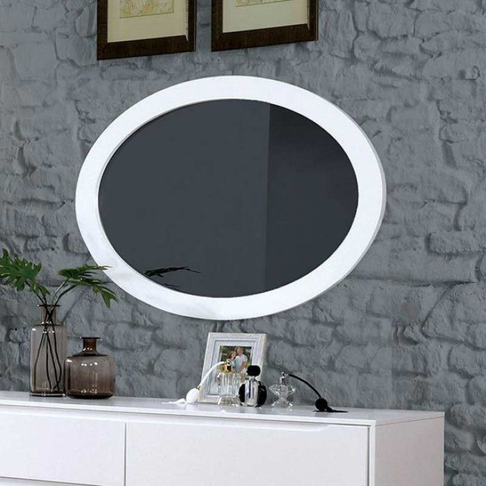 Lennart II 6 Piece Twin Bedroom Set in White - CM7386WH-T-6SET - Oval Mirror