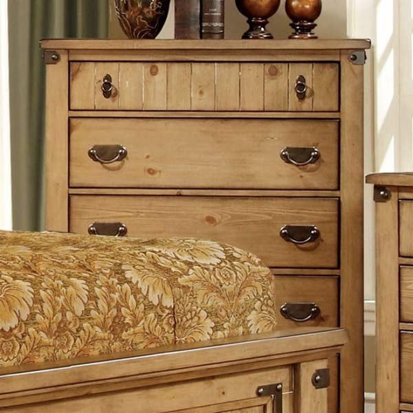 Furniture of America - Pioneer 6 Piece California King Bedroom Set in Weathered Elm - CM7449-CK-6SET - GreatFurnitureDeal