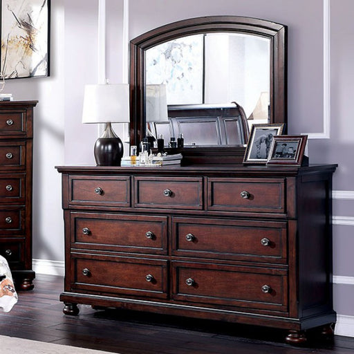 Furniture of America - Wells Dresser with Mirror in Dark Cherry - CM7548CH-DM - GreatFurnitureDeal