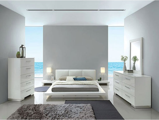 Furniture of America - Christie 5 Piece California King Bedroom Set in Glossy White - CM7550-CK-5SET - GreatFurnitureDeal